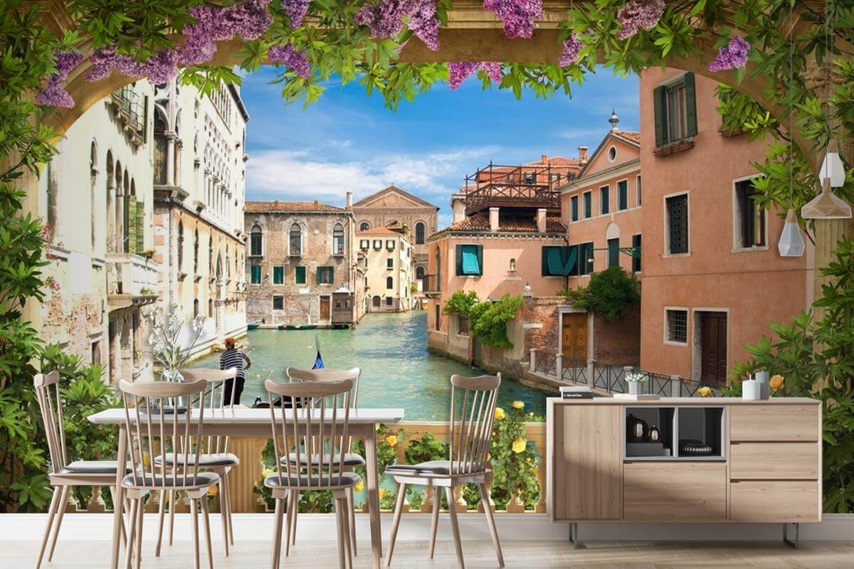 Venedik Kanalı Manzaralı Kendinden Yapışkanlı Duvar Kağıdı