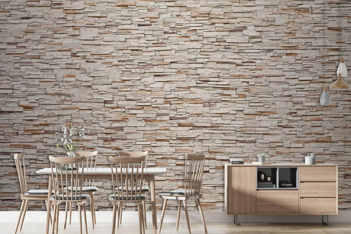 Tuğla Taş Desenli Kendinden Yapışkanlı Duvar Kağıdı